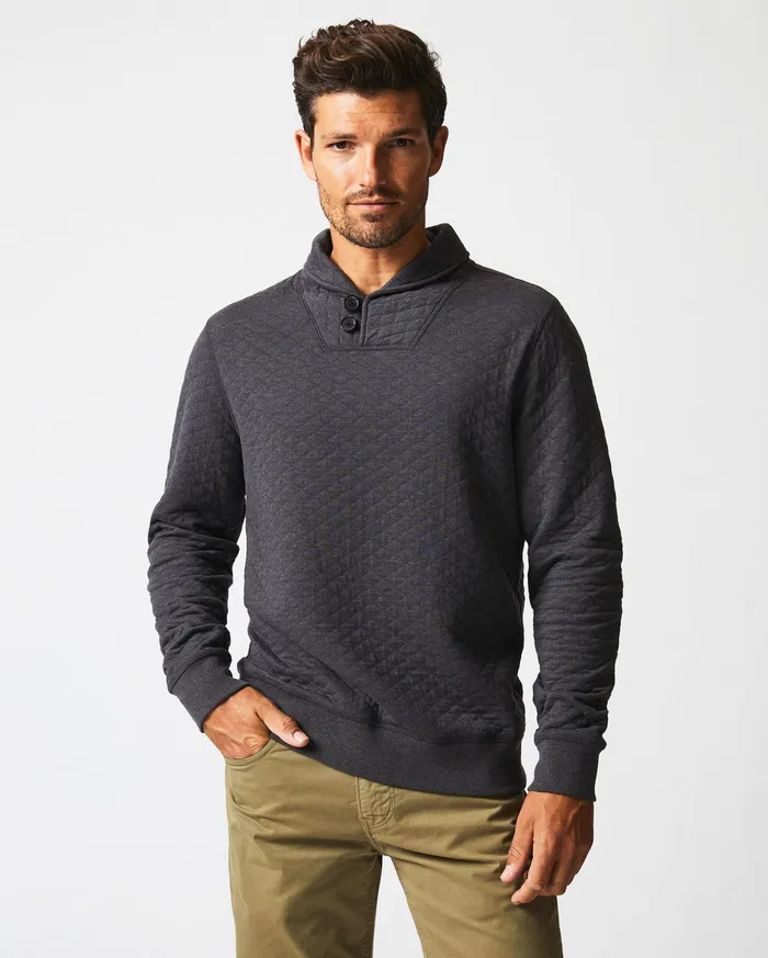 Men Diamond Quilt Shawl Black Billy Reid Sweaters and Sweatshirts