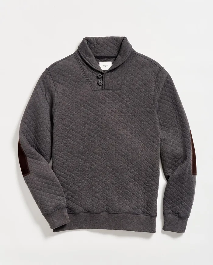 Men Diamond Quilt Shawl Black Billy Reid Sweaters and Sweatshirts