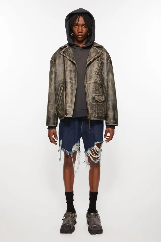 Men Distressed Denim Shorts 8211 Super Baggy Fit Mid Blue Acne Studios Shorts