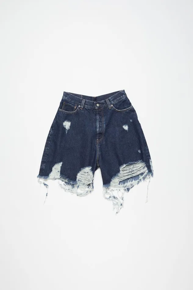 Men Distressed Denim Shorts 8211 Super Baggy Fit Mid Blue Acne Studios Shorts