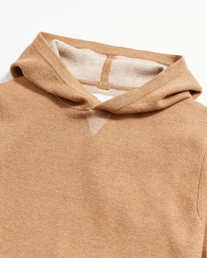 Men Double Knit Hoodie Sweater Camel Billy Reid Sweaters and Sweatshirts