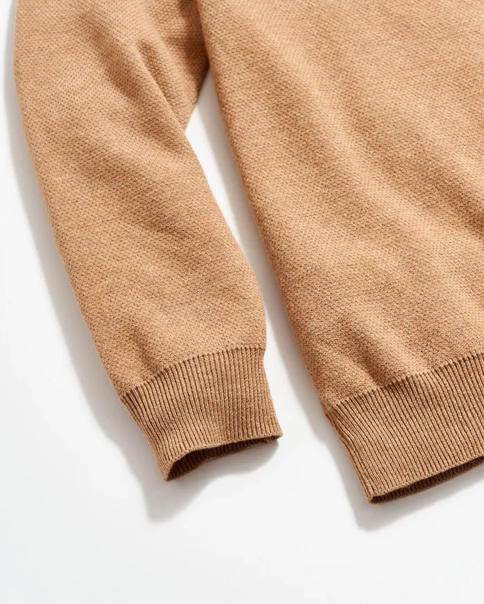 Men Double Knit Hoodie Sweater Camel Billy Reid Sweaters and Sweatshirts
