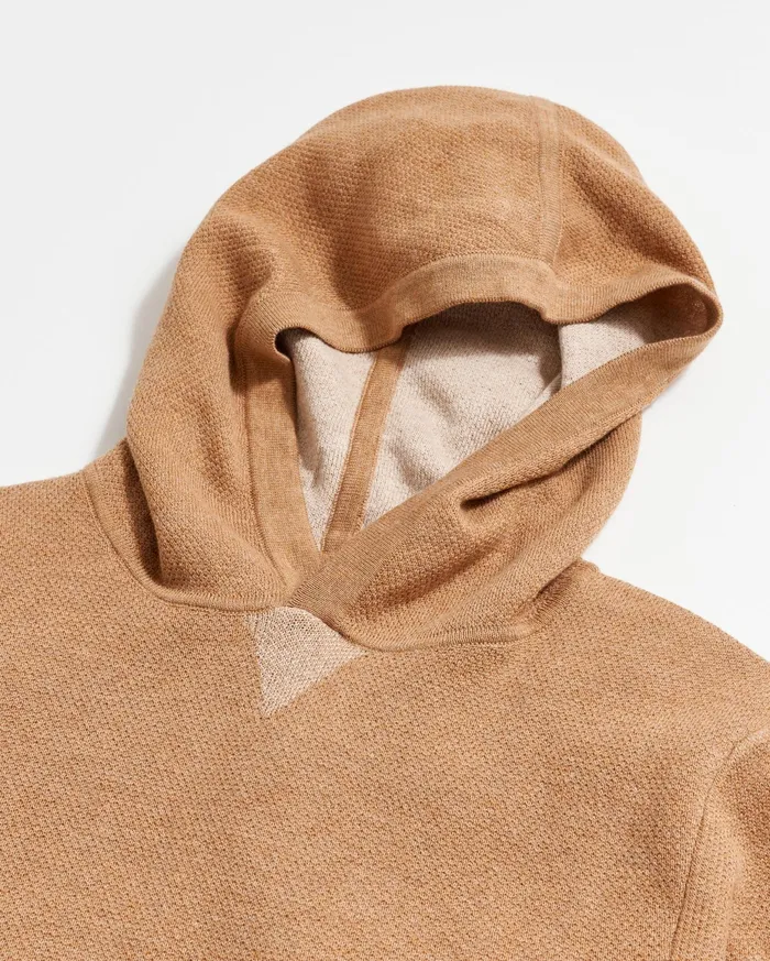 Men Double Knit Hoodie Sweater Camel Billy Reid Sweaters and Sweatshirts