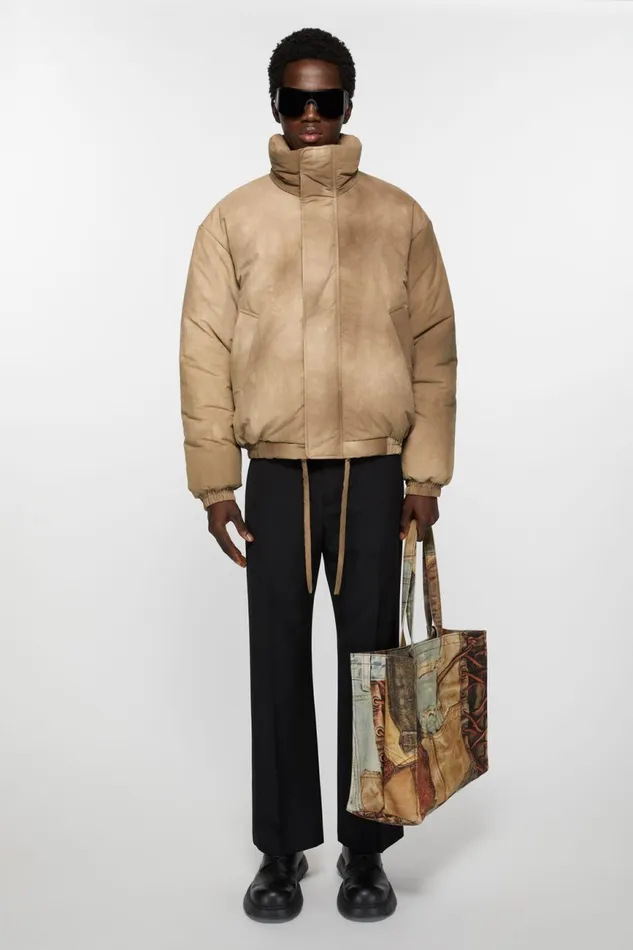 Men Dyed Puffer Jacket Camel Beige Acne Studios Outerwear
