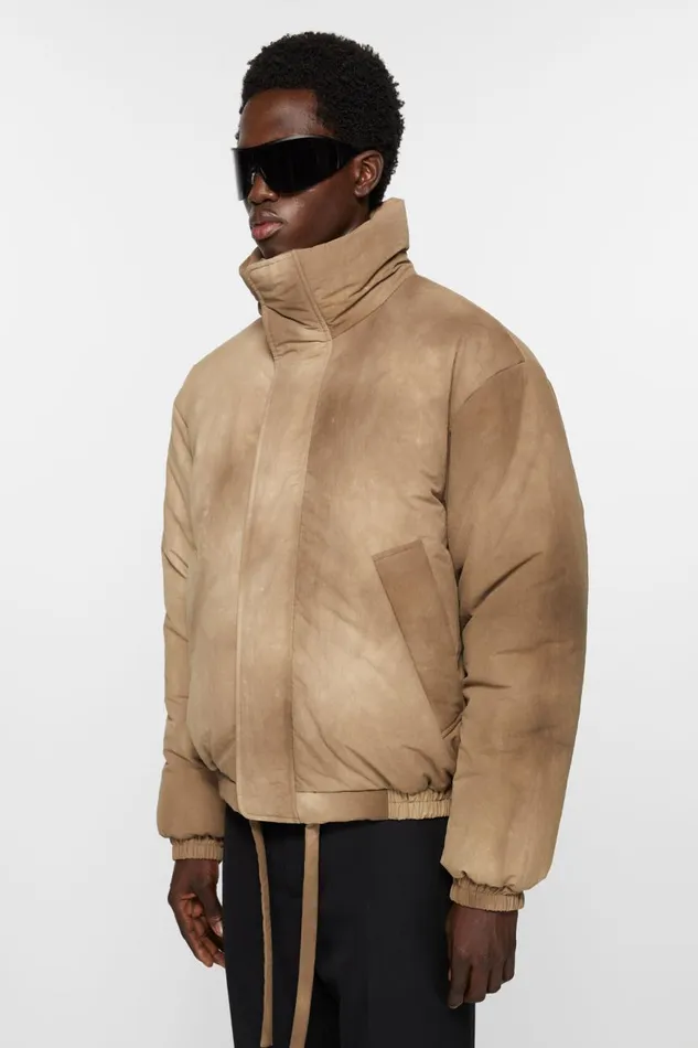 Men Dyed Puffer Jacket Camel Beige Acne Studios Outerwear