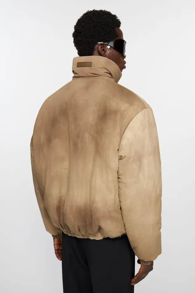 Men Dyed Puffer Jacket Camel Beige Acne Studios Outerwear