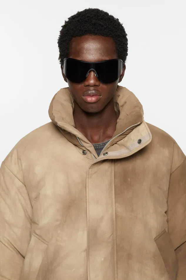 Men Dyed Puffer Jacket Camel Beige Acne Studios Outerwear