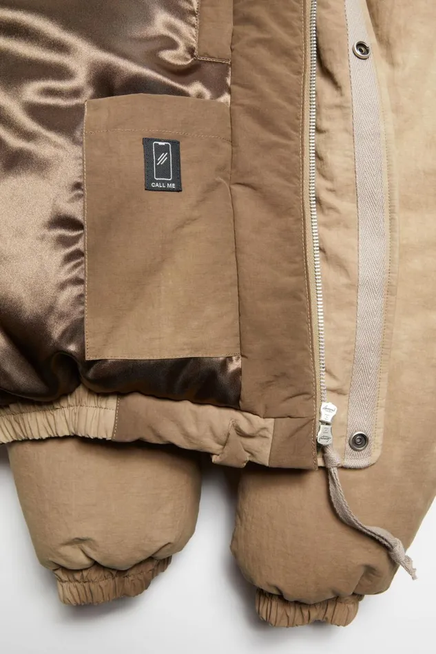 Men Dyed Puffer Jacket Camel Beige Acne Studios Outerwear