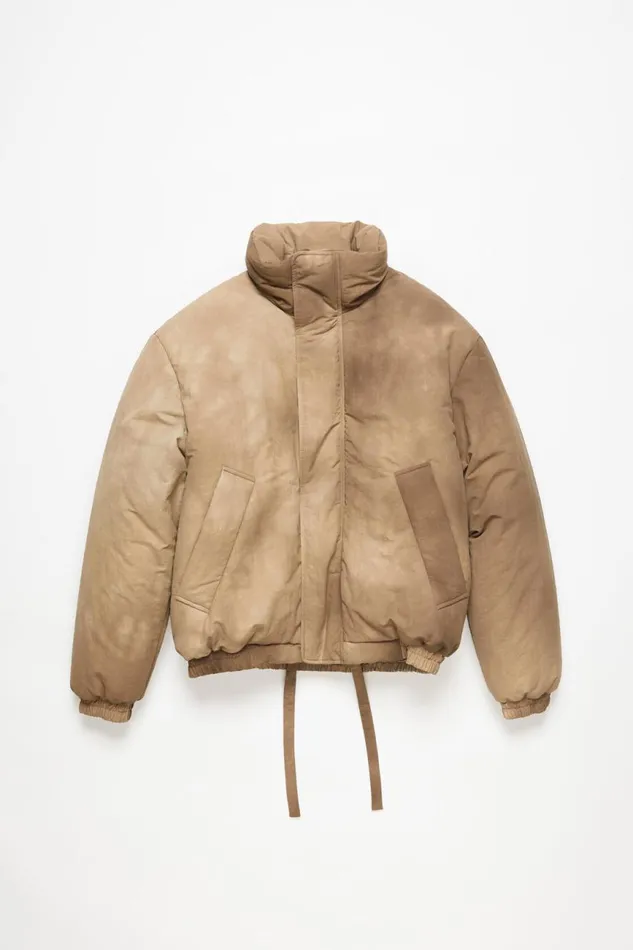 Men Dyed Puffer Jacket Camel Beige Acne Studios Outerwear