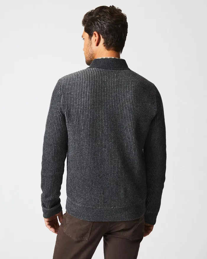 Men Fisherman Rib Half Zip Charcoalgrey Billy Reid Sweaters and Sweatshirts