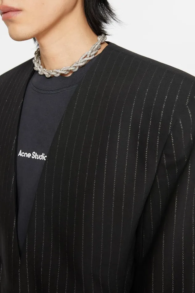 Men Fitted Fit Suit Jacket Black Acne Studios Suit Jackets