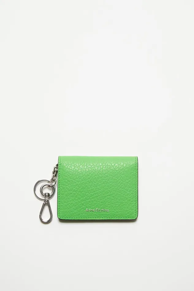 Men Folded Leather Wallet Green Acne Studios Small Leather Goods