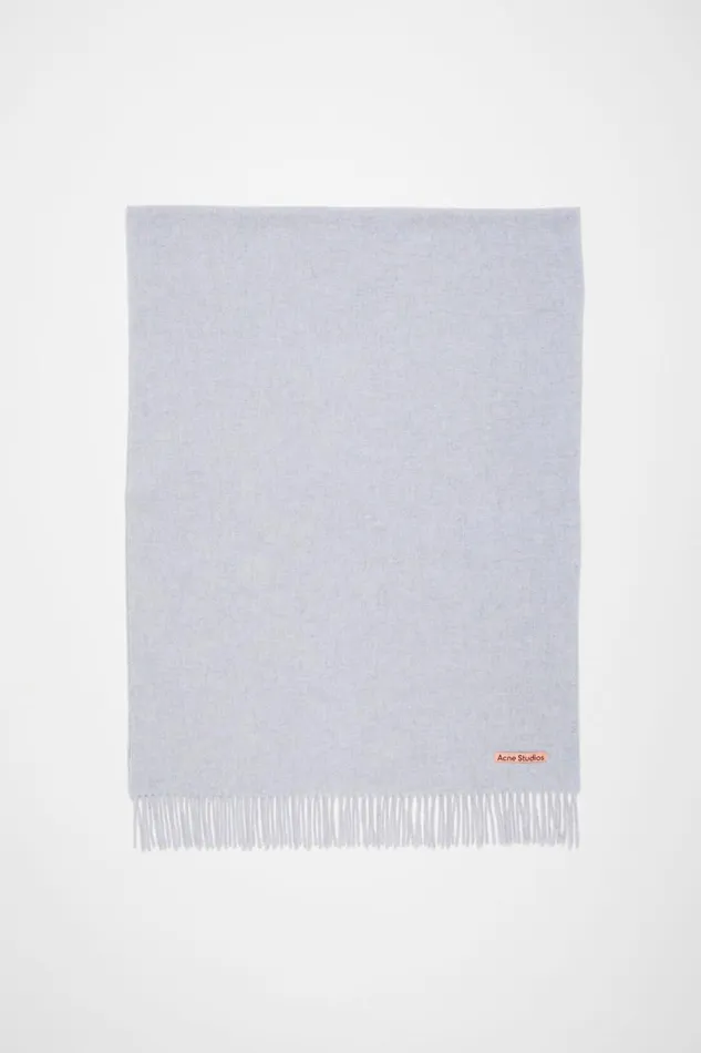 Men Fringe Wool Scarf 8211 Oversized Powder Blue Meacutelange Acne Studios Scarves