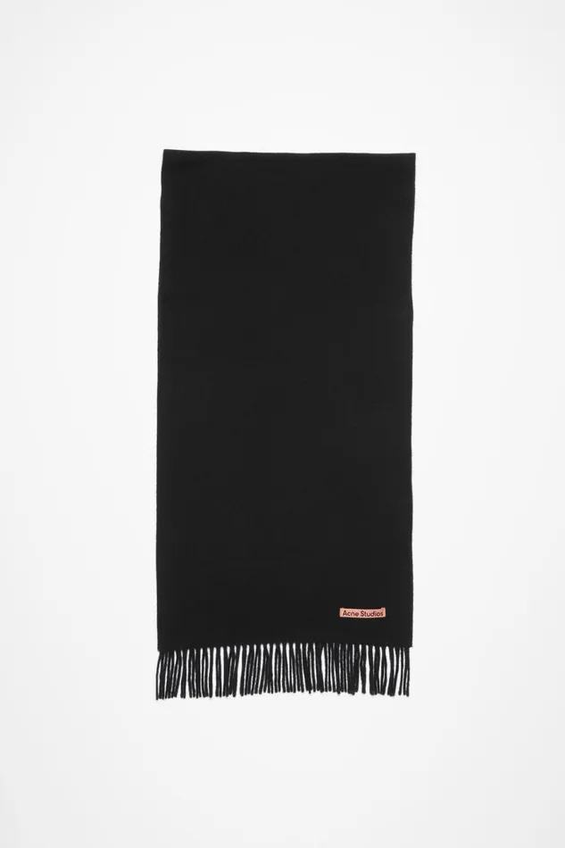 Men Fringe Wool Scarf Narrow Black Acne Studios Scarves