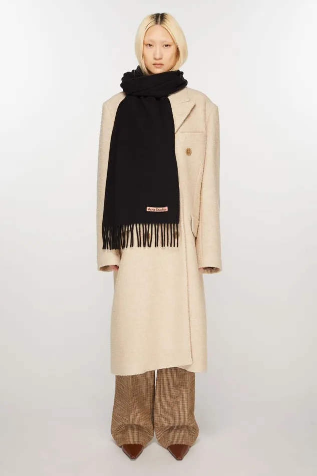 Men Fringe Wool Scarf Narrow Black Acne Studios Scarves