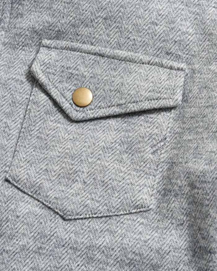 Men Herringbone Wool Shirt Jacket Medium Grey Billy Reid Shirting