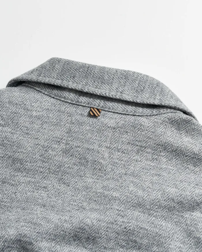 Men Herringbone Wool Shirt Jacket Medium Grey Billy Reid Shirting