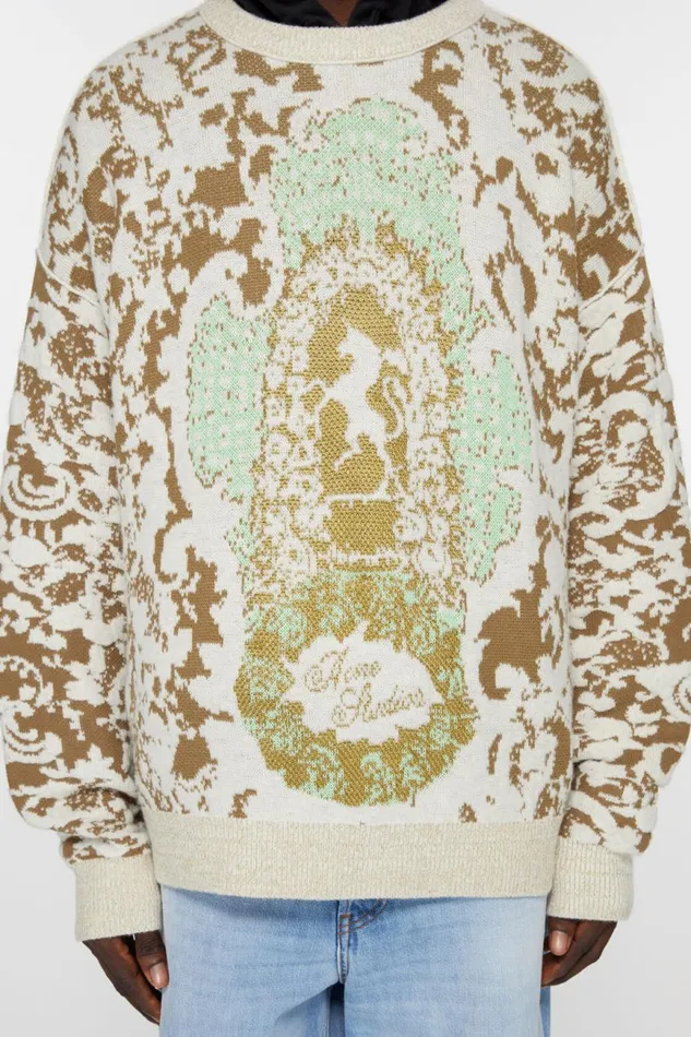 Men Jacquard Sweater Jade Greenoff White Acne Studios Knitwear