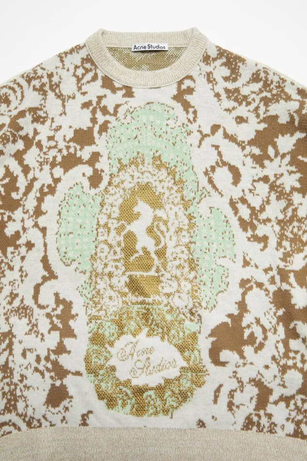Men Jacquard Sweater Jade Greenoff White Acne Studios Knitwear