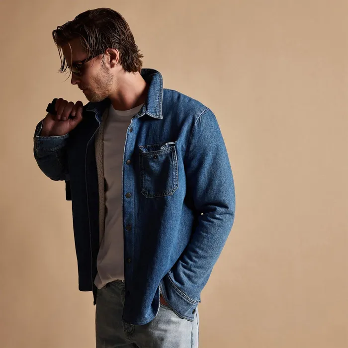 MEN James Perse ASPEN COLLECTION Denim Sherpa Jacket Indigo