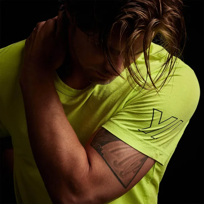 MEN James Perse GRAPHICS YOSEMITE Short Sleeve Crew Neck Bright Neonnavy