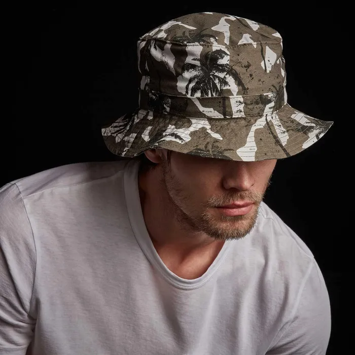 MEN James Perse HATS Camo Palm Print Bucket Hat Jungle
