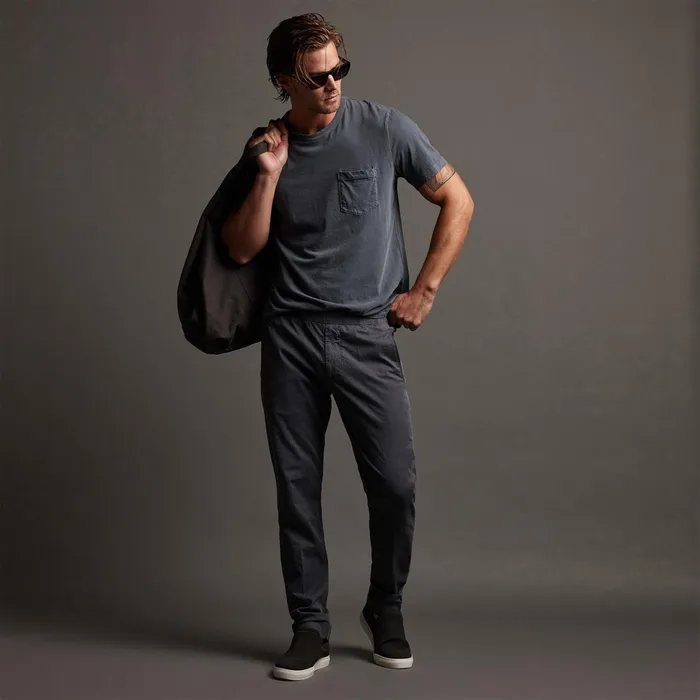 MEN James Perse PANTSDENIM Cotton Linen Cuffed Trouser Maine Pigment