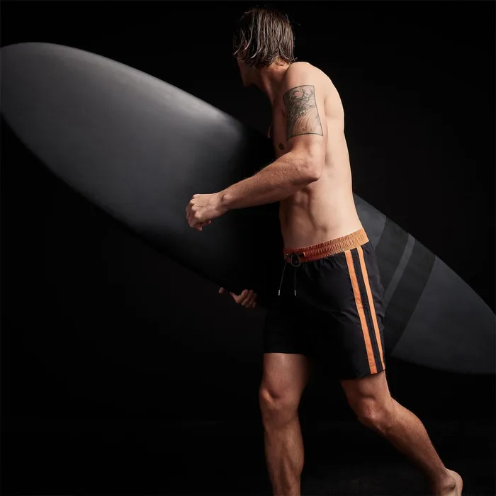 MEN James Perse Performance Swim YOSEMITE Double Stripe Swim Short Blackburma