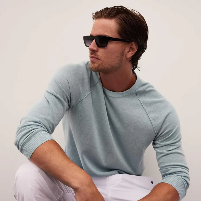 MEN James Perse SWEATERS Colony Knit Crew Baby Blue