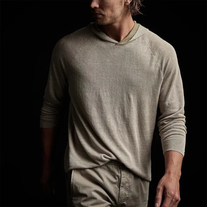 MEN James Perse SWEATERS Desert Linen Hoodie Naturalmilitary