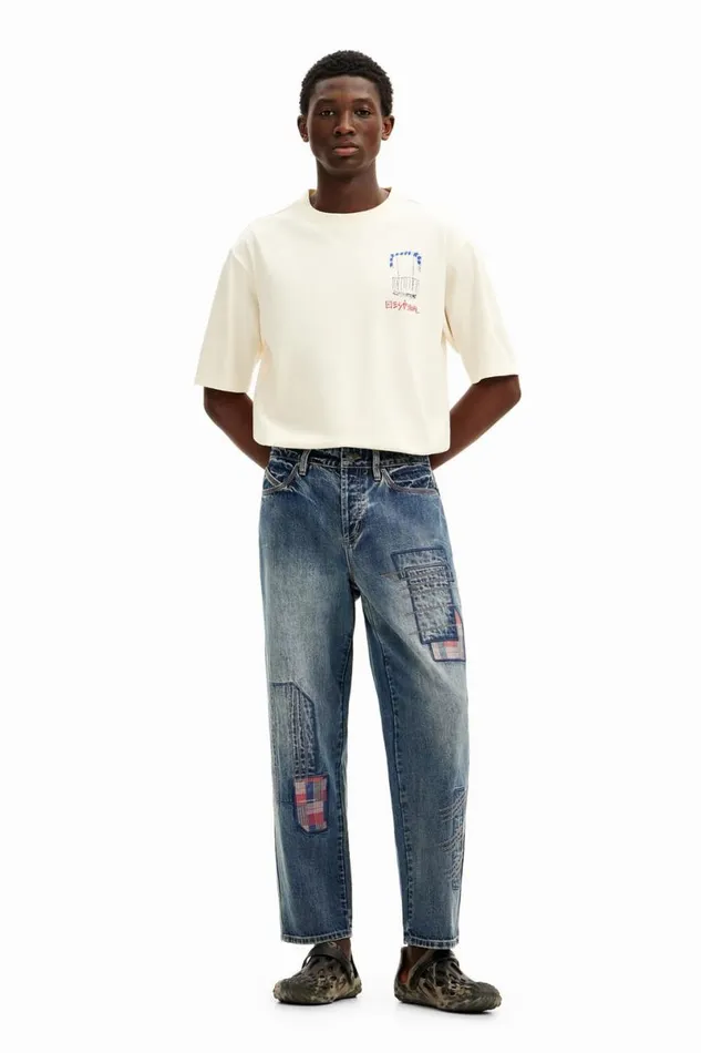 Men Jeans And Trousers Desigual Patched Denim Pants