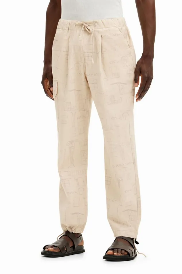 Men Jeans And Trousers Desigual Printed Cargo Pants