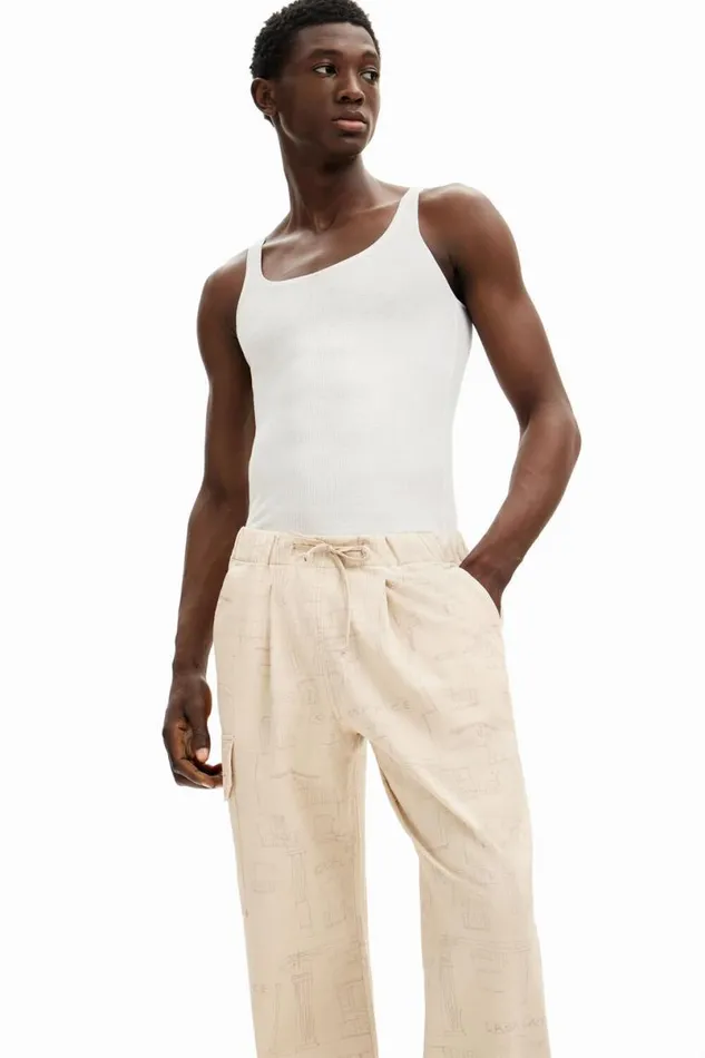 Men Jeans And Trousers Desigual Printed Cargo Pants