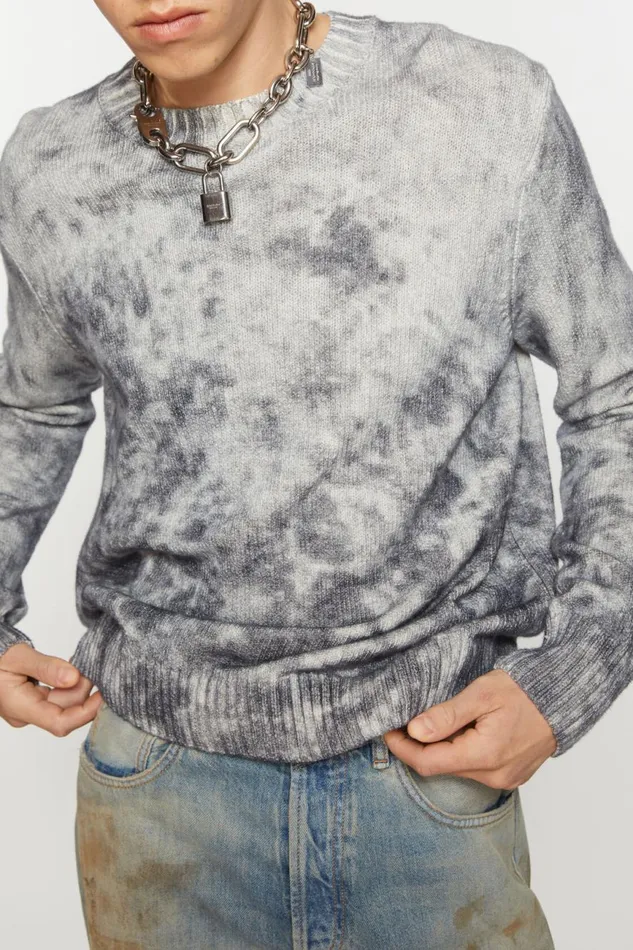 Men Jumper Acid Print Blackwhite Acne Studios Knitwear