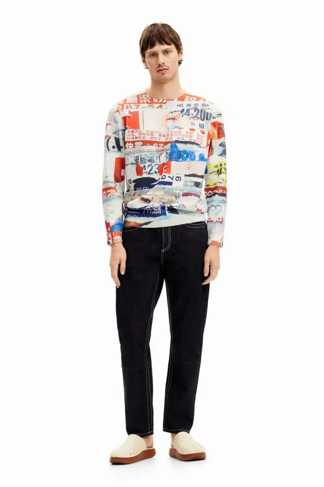 Men Jumpers And Sweatshirts Desigual Magazine Print Sweatshirt