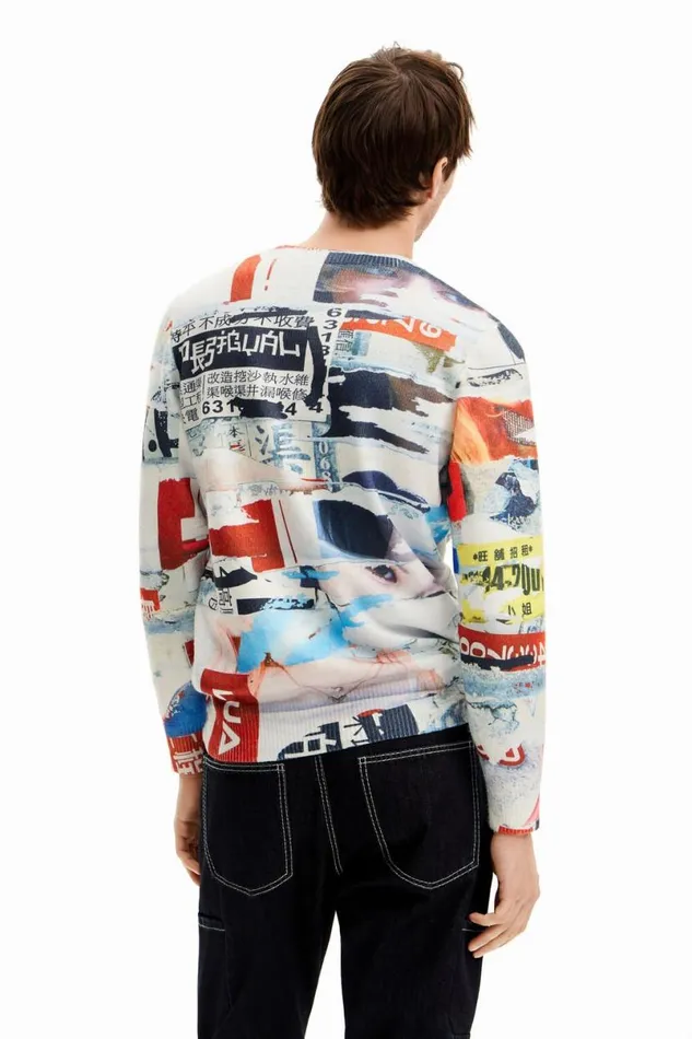 Men Jumpers And Sweatshirts Desigual Magazine Print Sweatshirt