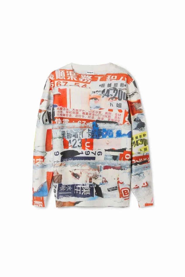 Men Jumpers And Sweatshirts Desigual Magazine Print Sweatshirt
