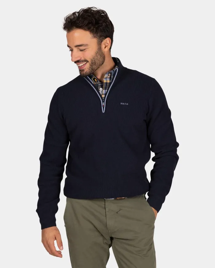 Men Knitwear NZA New Zealand Auckland Dark Blue Chenille HalfZip Sweater 8211 Winter Navy Men Knitwear NZA New Zealand Auckland Dark Blue Chenille HalfZip Sweater 8211 Winter Navy