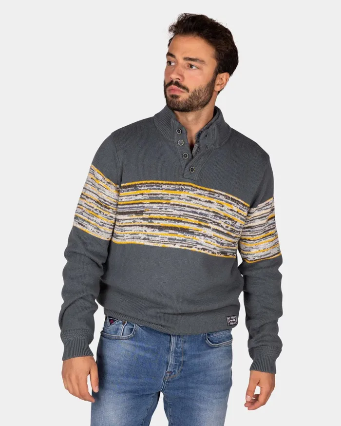 Men Knitwear NZA New Zealand Auckland Grey Cotton Sweater With Yellow And Black Print 8211 Ash Grey Men Knitwear NZA New Zealand Auckland Grey Cotton Sweater With Yellow And Black Print 8211 Ash Grey