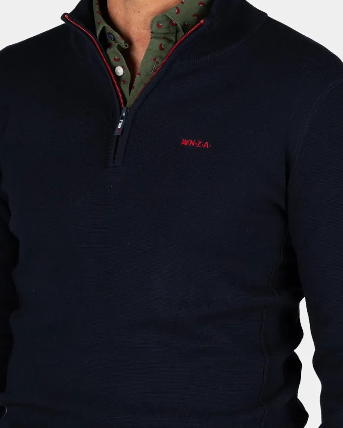 Men Knitwear NZA New Zealand Auckland Pullover With HalfZip In Dark Blue 8211 Winter Navy Men Knitwear NZA New Zealand Auckland Pullover With HalfZip In Dark Blue 8211 Winter Navy