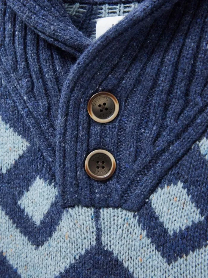 Men KNITWEAR White Stuff Arundel Geo Fairisle Shawl Navy Multi Men KNITWEAR White Stuff Arundel Geo Fairisle Shawl Navy Multi
