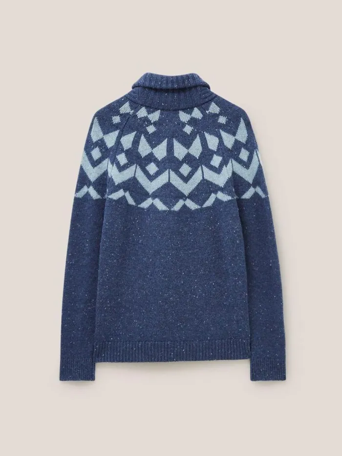 Men KNITWEAR White Stuff Arundel Geo Fairisle Shawl Navy Multi Men KNITWEAR White Stuff Arundel Geo Fairisle Shawl Navy Multi