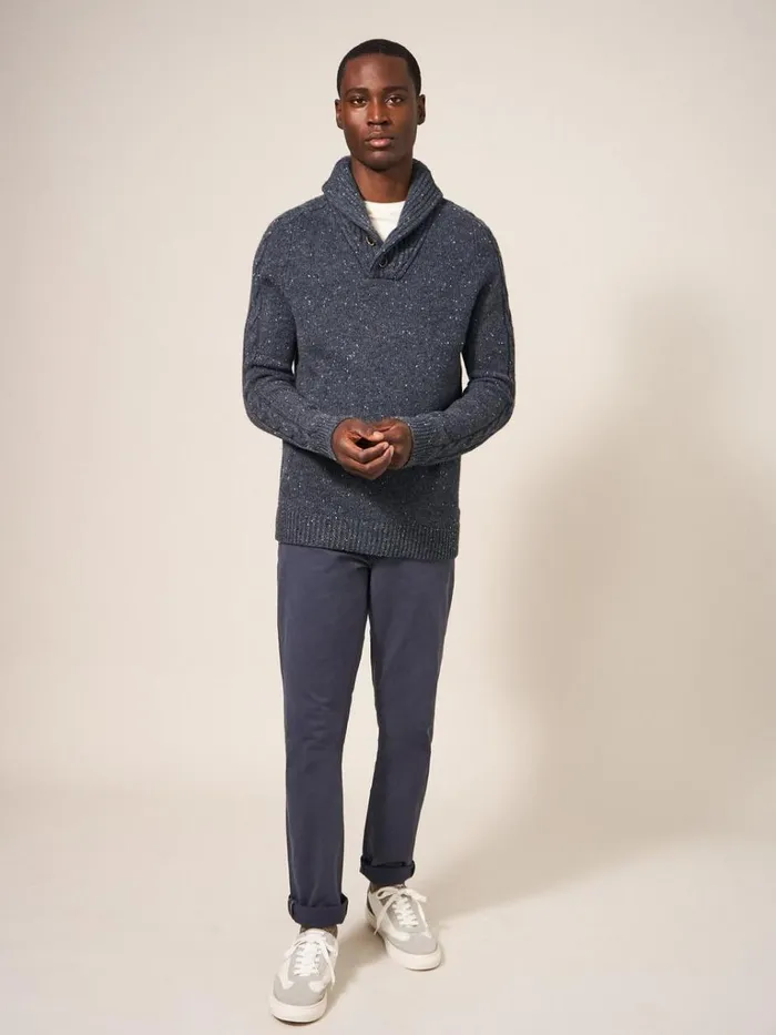 Men KNITWEAR White Stuff Arundel Shawl Charcoal Grey