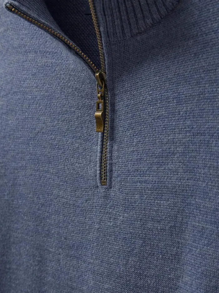 Men KNITWEAR White Stuff Newport Merino Funnel Chambray Blue Men KNITWEAR White Stuff Newport Merino Funnel Chambray Blue