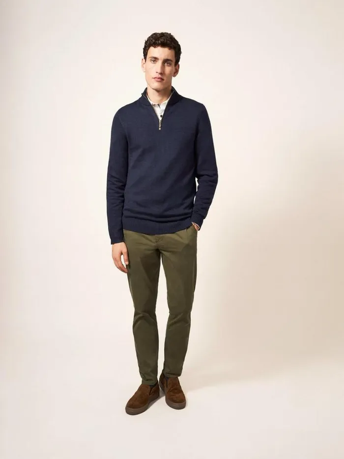 Men KNITWEAR White Stuff Newport Merino Funnel Dark Navy