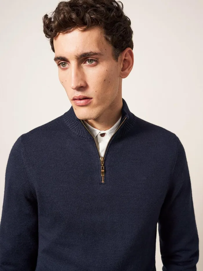 Men KNITWEAR White Stuff Newport Merino Funnel Dark Navy Men KNITWEAR White Stuff Newport Merino Funnel Dark Navy