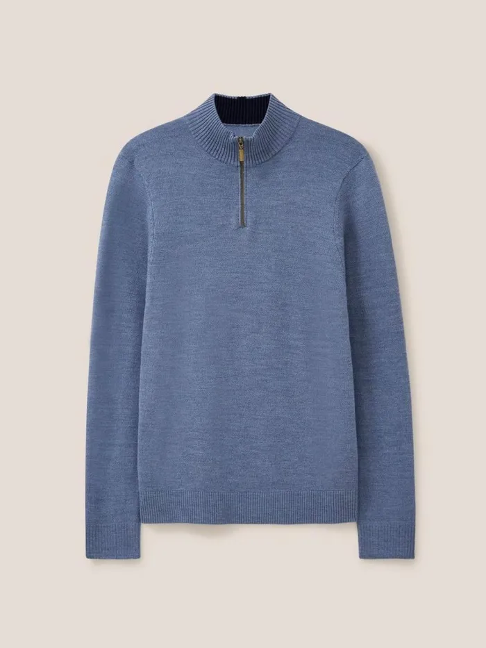 Men KNITWEAR White Stuff Newport Merino Jumper Chambray Blue Men KNITWEAR White Stuff Newport Merino Jumper Chambray Blue