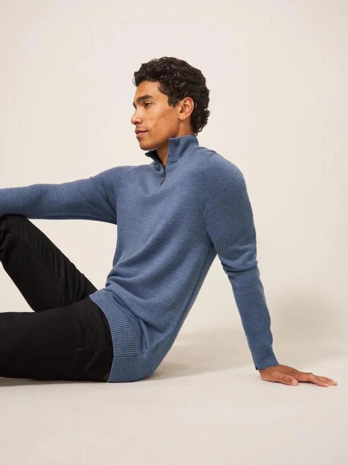 Men KNITWEAR White Stuff Newport Merino Jumper Chambray Blue Men KNITWEAR White Stuff Newport Merino Jumper Chambray Blue