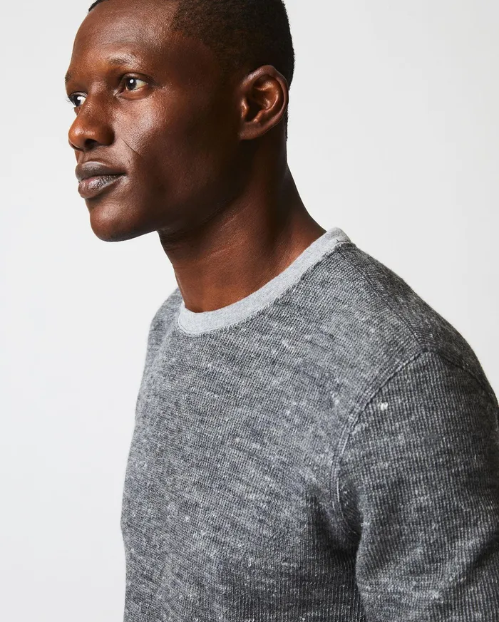 Men LS Rib Tee Heather Grey Billy Reid Polos Tees and Henleys