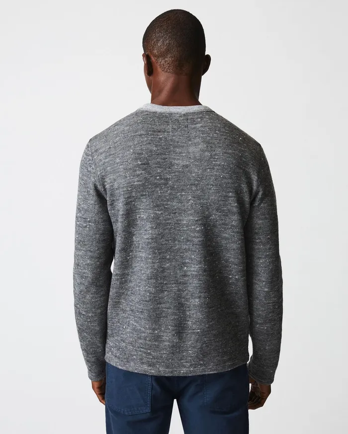 Men LS Rib Tee Heather Grey Billy Reid Polos Tees and Henleys